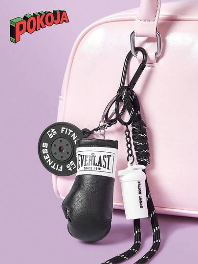 POKOJA LAND Mini conjunto de fitness, Haltere e Luva de Boxe, Chaveiro com Corda Trançada, Encantos para Bolsa, para Homens e Mulheres, Escolha perfeita para entusiastas da fitness, Presente ideal para unissex, Adequado para decorar mochilas