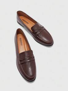 CUCCOO BIZCHIC Women's Round Toe Flat Coffee-Color Classic Minimalist Comfortable Loafers, Versatile For Commuting, Work, And Daily Wear For Christmas Spring Shoes - Chocolate Brown - View 9