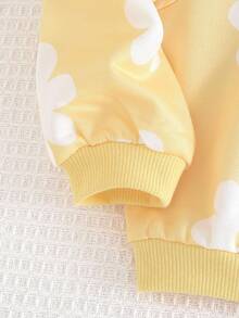 Cozy Pixies Baby Girl Colorful Floral Knit Soft Round Neck Drop Shoulder Sweatshirt,In Fall/Winter