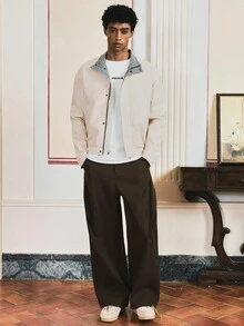 SWAVVY Giacca corta casual da uomo in tinta unita, autunno inverno