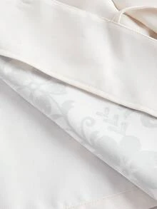SHEIN MOD Plus Size Floral Embroidered White Jacket,Black And White Contrast Trim Lightweight Outerwear,V-Neck French Style Top,Autumn,Elegant Wedding Guest - Black and White - View 6