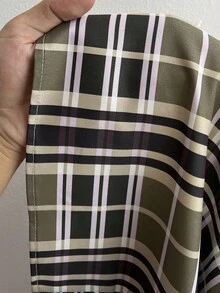 Maweii Gonna midi aderente da donna taglie forti, con design a spacco alto e fantasia a quadri colorati, versatile per feste, festival musicali, primavera/autunno 2025 - Multicolore - Visualizzare 5