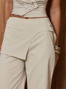 MUSERA High Waist Layered Slit Side Button Detail Tailored Trousers Cute Classy Sexy Date Night Going Out Autumn Fall Night Out Work Clean Cut Winter Party Thanksgiving Chic Elegant Christmas