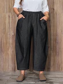 EMERY ROSE Plus Size Women's Solid Color Casual Pocket Jeans