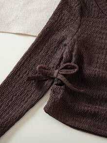 SHEIN Baby Girls Casual Versatile Solid Color Knit Long Sleeve T-Shirt Set Fall Winter