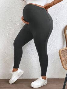 Plussiva Fall Clothes,Autumn Clothes,Maternity Autumn/Winter Clothes Adjustable Waist Solid Color Slim Fit Maternity Pants - Dark Grey - View 7