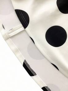 Franclia 女士优雅波尔卡圆点印花长裙，夏季 - 黑與白 - 查看 5