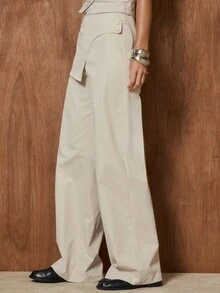 MUSERA High Waist Layered Slit Side Button Detail Tailored Trousers Cute Classy Sexy Date Night Going Out Autumn Fall Night Out Work Clean Cut Winter Party Thanksgiving Chic Elegant Christmas