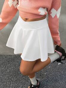 Coolane Kids Tween Girls White Jersey Shirt Clothes Football Volleyball Thanksgiving Halloween Christmas First Day Of School Solid Color Overlap Waist Tennis Skirt Fall - White - View 1