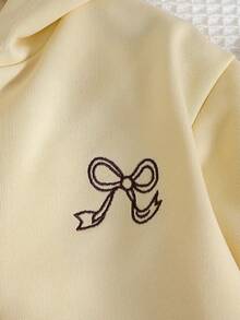 2pcs/Set Toddler Girls' Fashion Cream Bow Embroidery Hooded Jacket + Elastic Waist Fitted Ankle Pants, Casual Sports Outfit, Spring/Autumn Toddler Track Suit Kids Outfit Set Boy Clothes Set Kids Zip Up Hoodie Set Toddler Tracksuit Set Fall Winter - Apricot - View 7