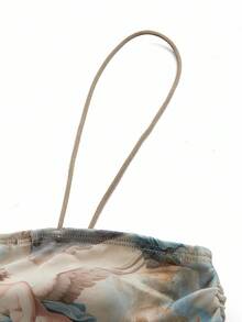 Y2Kool cha5rlie Artist Girlcore Mesh Spaghetti Strap Printed Fashionable Women's Camisole Top For Summer, Holiday, Vacation, Beach, Festival, Ibiza Fits, Western Wear Going Out Autumn