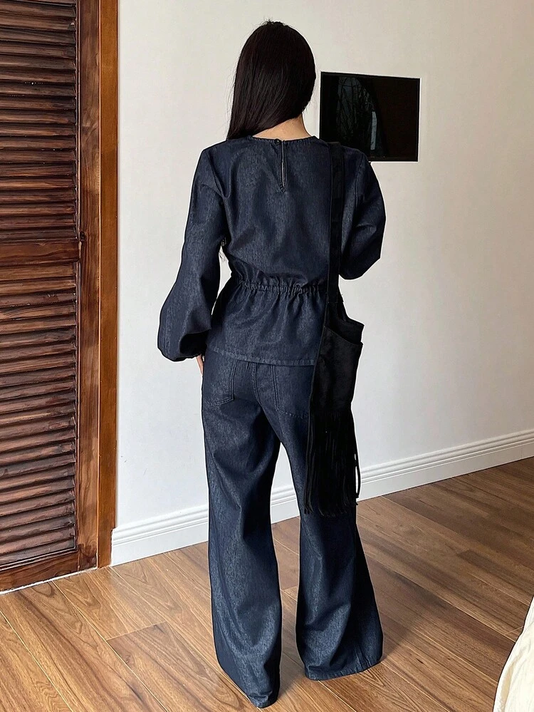 Women's Loose Casual Raw Denim Suit, Autumn/Winter New Arrival