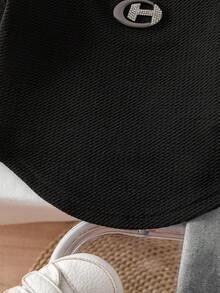 SHEIN 2 件 Babygirl 可爱休闲针织字母印花长袖上衣和松紧腰裤套装