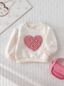 Cozy Pixies 女婴心形图案针织柔软圆领长袖套头衫