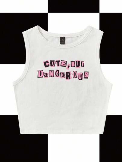 Y2Kool Tartagain Top corto con eslogan de artista estilo Kawaii, "LINDO, PERO PELIGROSO", para verano, 95% algodón, ideal para vacaciones, playa, salidas, festivales, estilo Ibiza, ropa occidental adecuada para salir, colección de ropa casual de otoño con estilo, nuevos looks de Año Nuevo