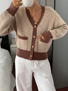 DAZY Vintage Casual Cardigan Sweater For Women, High-Quality, Autumn/Winter