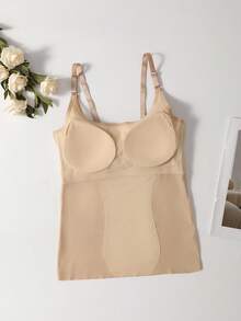 SHEIN 1 件女式无缝塑形打底上衣 - 杏色 - 查看 3