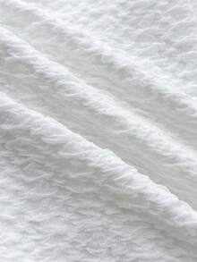 SHEIN Teen Girls Vacation White Knitted Crinkled Fabric Halter Neck Bow Jumpsuit, Snug Fit & Suitable For Party, Valentine's Day, Wear As Innerwear Or Outerwear