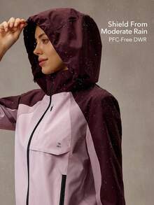 OutZeal Women Water-Resistant Color-Blocked Zip Pocket Hood Outdoor Shell Jacket Hiking Camping - Multicolor - View 2