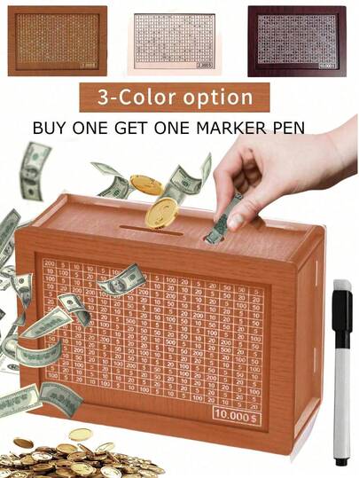 1pc Wooden Penny Bank With Digital Counter, Original Wood Color Visually Appealing Savings Bank, Home Plan Money Box, Desktop Decoration Ornament
