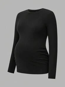 Modmama 3件套孕妇休闲圆领长袖修身孕妇T恤