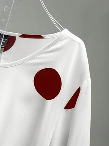 Linhara Elegant Commute & Vacation Style Women's Casual Versatile Comfortable Fabric Round Neck Long Sleeve Regular Design Black & White Plus Size Blouse, Spring/Summer/Autumn