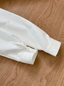 SHEIN Blusa de dos tonos con mangas abullonadas para niñas preadolescentes, 2 en 1, casual y elegante para uso diario, de vuelta al colegio - Albaricoque - Ver 11