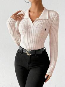Chiquease Women's Elegant Fitted Long Sleeve Knit Sweater