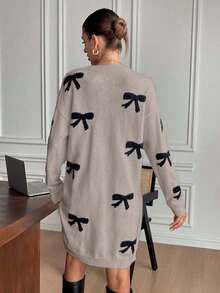 EURMUSE Women's Bow Knit Dress,Winter Dresses - Beige - View 2