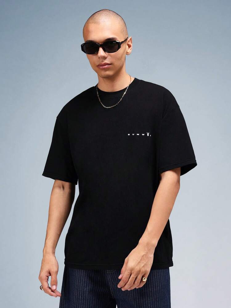 PLAYBOY X SUMWON Modern White Line Design Graphic T-Shirt