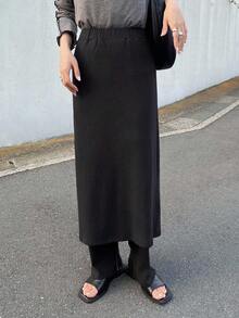 FRIFUL Women's Black Solid Color Elastic Waist Casual Pants, Versatile Leggings For Autumn - Black - View 4
