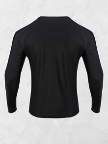 Superman X Manfinity Manfinity VDAYZ Men's Logo Printed Black Long Sleeve Rash Guard - Black - View 2