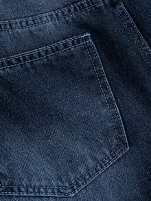 EURMUSE Women's Pocketed Wide Leg Casual Loose Fit Jeans - Dark Wash - View 6