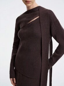 Aalyst Nouveau Top d'épaule asymétrique avec lien et jupe longue évasée en 2 pièces, polyvalent pour de multiples occasions et saisons