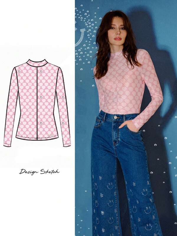 MOTF S.W.Smiley x MOTF PREMIUM HEART PRINT SLIM FIT T-SHIRT