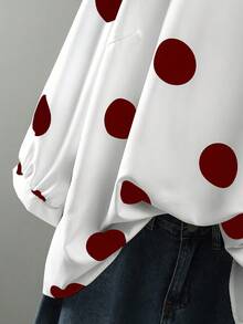 Linhara Elegant Commute & Vacation Style Women's Casual Versatile Comfortable Fabric Round Neck Long Sleeve Regular Design Black & White Plus Size Blouse, Spring/Summer/Autumn