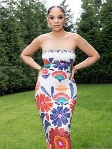 Melissa Matos Vestido largo casual de playa con estampado floral bohemio para mujer - Multicolor - Ver 6