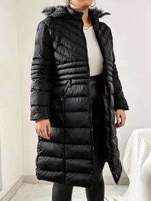 EURMUSE Plus Zip Up Hooded Puffer Vest Coat, For Winter