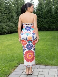 Melissa Matos Vestido largo casual de playa con estampado floral bohemio para mujer - Multicolor - Ver 2