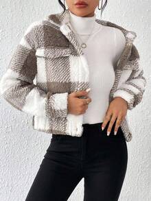 RosyDaze Casual-Woman Fantasy-Simple Ruffle Gingham Jacket