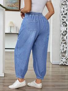 EMERY ROSE Plus Size Women Casual Loose Fit Jeans With Pockets - Light Wash - View 2