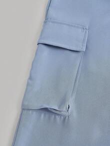 Girlism 少女星形图案银蓝色连帽运动衫和工装裤运动套装，百搭 - 藍色 - 查看 5