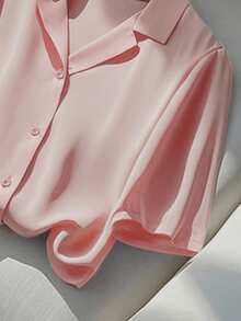 Franclia 女士经典百搭纯色 Polo 领短袖衬衫，夏季 - 粉色 - 查看 4