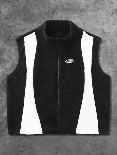 Street Life سترة رجالية من الشيربا بطبعات حرفية ذات لون متباين، مناسبة للخريف والشتاء