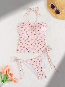 Swim Mod 2pcs Women Fruit Floral Gingham Bikini Set - Multicolor - View 6