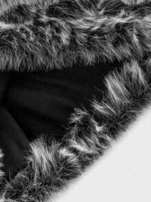 EASEVO Plus Size Men's Fashionable Long Sleeve Faux Fur Coat, Fall Winter - Black - View 7
