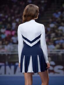 Cheerettes Women's Sporty Casual Contrast Color Cheerleader Dress Set Cheerleader Outfit Cheer Uniform