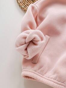 SHEIN Sweat-shirt-shirt rose à col montant tricoté, mignon et polyvalent, manches longues, automne/hiver