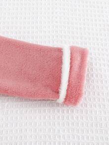 Cozy Pixies 2 件女婴秋冬撞色边翻领长袖开衫上衣和松紧腰直筒裤休闲家居服套装 - 藕粉色 - 查看 8