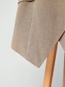 Uhlyne Women's Autumn Minimalist Casual Commute Daily Linen Gray Metal Buckle Wrap Vest & Pants 2 Pieces Business Casual Suit Women Pantsuit Formal Pantsuit Woman Suit - Grey - View 5